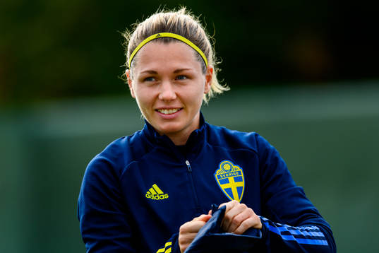Goalkeeper Jennifer Falk of the Swedish women's national