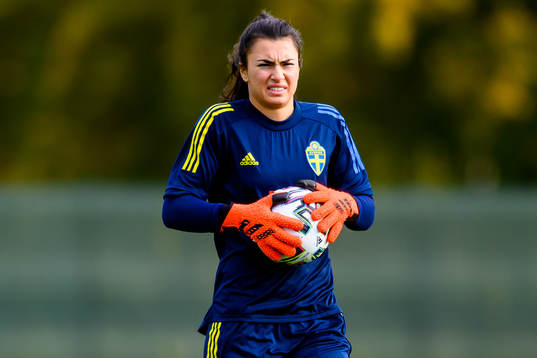 Goalkeeper Zecira Musovic of the Swedish women's national