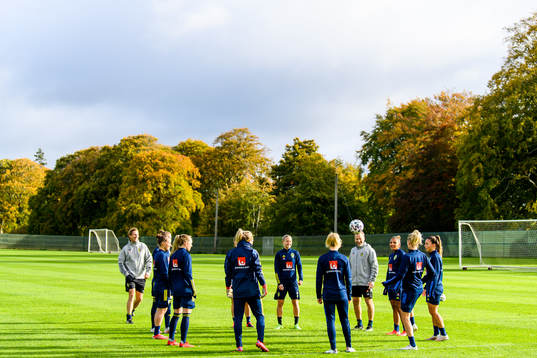Players of the Swedish women's national football team gather