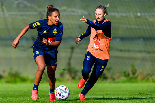 Madelen Janogy and Rebecka Blomqvist of the Swedish women's