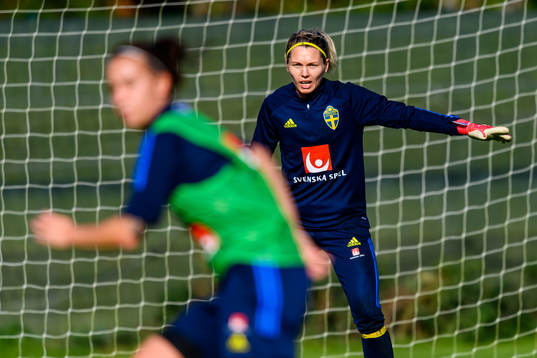Goalkeeper Jennifer Falk of the Swedish women's national
