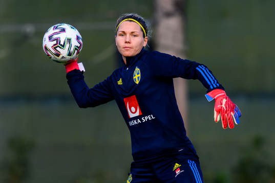 Goalkeeper Jennifer Falk of the Swedish women's national