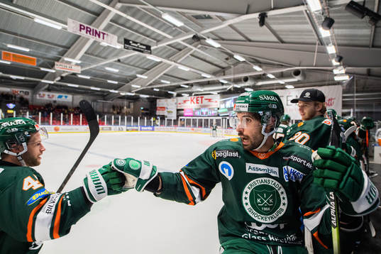 Kristianstads Alexander Molldén och Kristoff Kontos  jublar