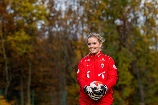 Goalkeeper Guro Pettersen of the Norwegian women's national