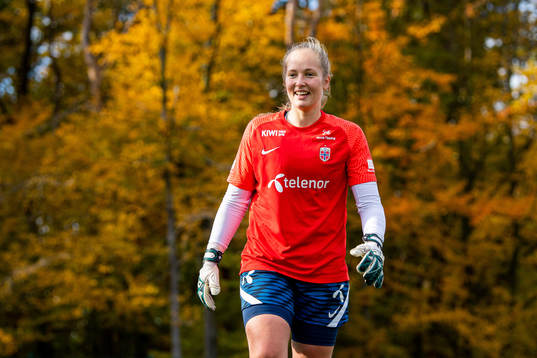 Goalkeeper Aurora Mikalsen of the Norwegian women's