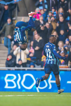 Djurgårdens Edward Chilufya jublar