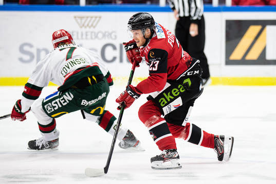Frölundas Simon Edvinsson och Malmö Redhawks Christoffer