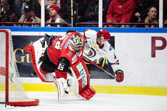Frölundas Michael Spacek och Malmö Redhawks målvakt