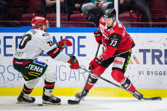 Frölundas Joel Lundqvist och Malmö Redhawks Adam Ollas