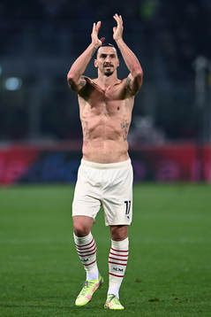 Zlatan Ibrahimovic of Milan celebrates scoring