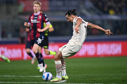 Zlatan Ibrahimovic of Milan scores