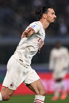 Zlatan Ibrahimovic of Milan celebrates scoring