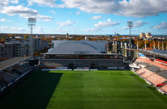 Behrn Arena fotbollsarena fotograferad med drönare