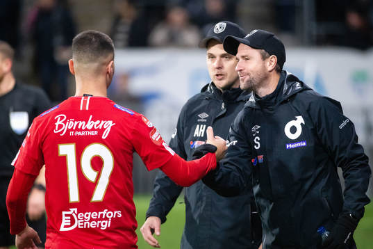 Degerfors Abdelrahman Saidi och tränare Andreas Holmberg