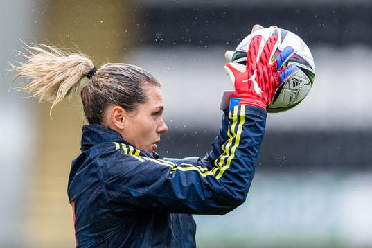 Goalkeeper Jennifer Falk of the Swedish women's national