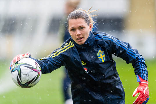 Goalkeeper Jennifer Falk of the Swedish women's national