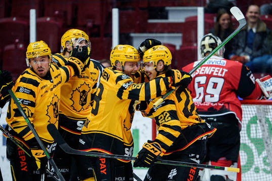 Skellefteås Jonathan Johnson jublar med Oskar Nilsson