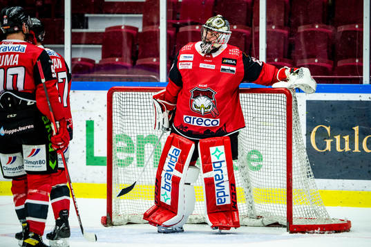 Malmö Redhawks målvakt Oscar Alsenfelt deppar
