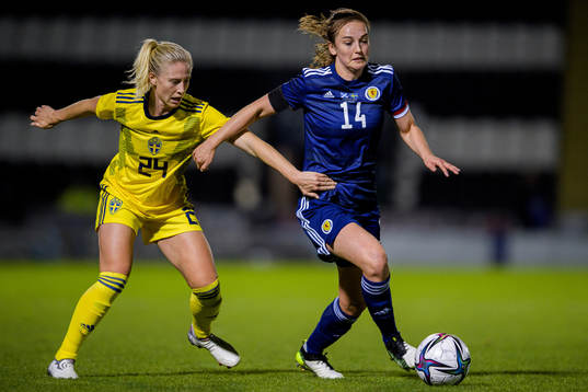 Rebecka Blomqvist of Sweden and Chloe Arthur of Scotland