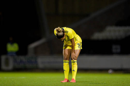 Madelen Janogy of Sweden in pain
