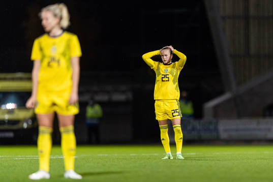 Filippa Curmark of Sweden looks dejected