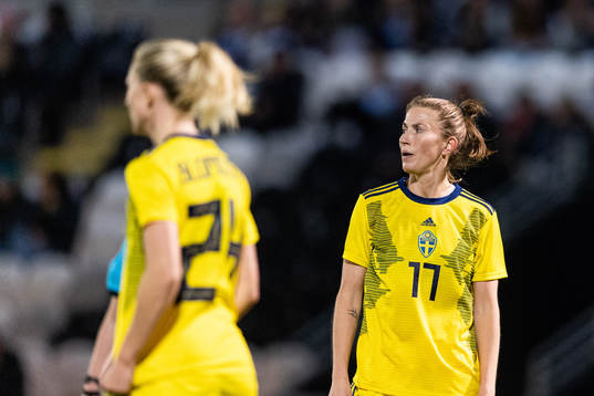 Emma Berglund of Sweden looks dejected