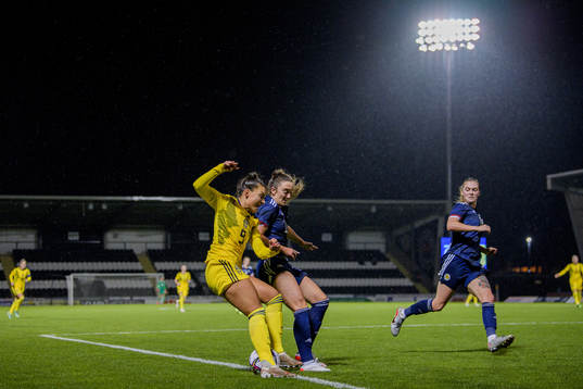 Johanna Rytting Kaneryd and Lisa Evans of Scotland