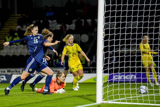 Own goal behind Jenna Clark, Sophie Howard and goalkeeper