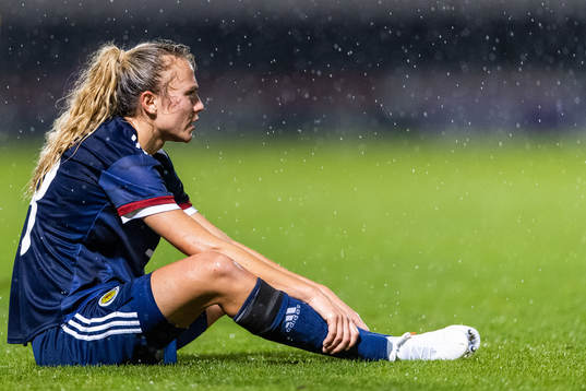Claire Emslie of Scotland looks dejected