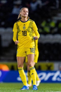 Fridolina Rolfö of Sweden celebrates scoring 0-1