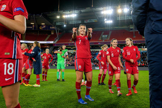 Ingrid Syrstad Engen of Norway celebrates