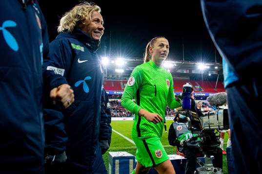 Goalkeeper Cecilie Fiskerstrand of Norway at half-time