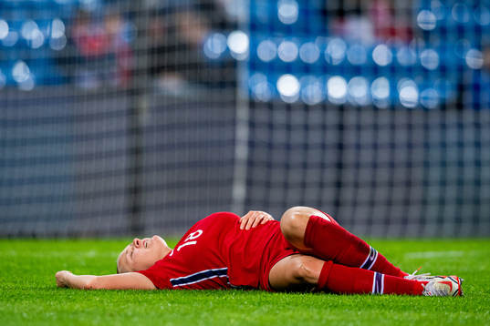 Frida Maanum of Norway in pain
