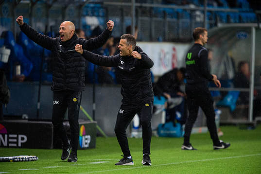 Kjetil Knutsen, head coach of Bodø/Glimt, celebrates at