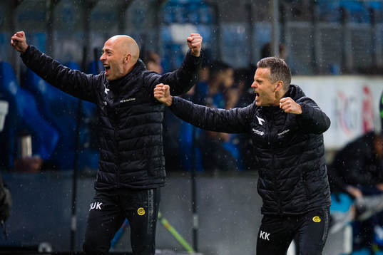 Kjetil Knutsen, head coach of Bodø/Glimt, celebrates at