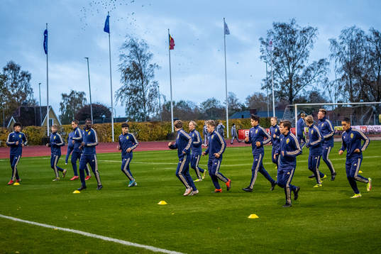 Sveriges spelare värmer upp