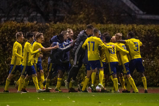 Sveriges spelare jublar
