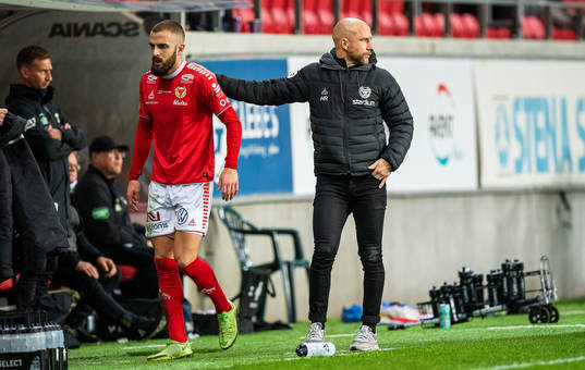 Kalmars Filip Sachpekidis och tränare Henrik Rydström
