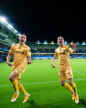Hugo Vegard Vetlesen of Bodø/Glimt celebrates with Erik