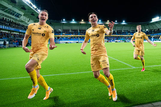 Hugo Vegard Vetlesen of Bodø/Glimt celebrates with Erik