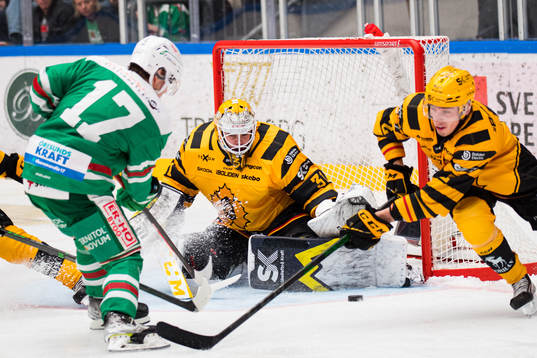 Rögles Philip Granath oroar mot Skellefteås målvakt