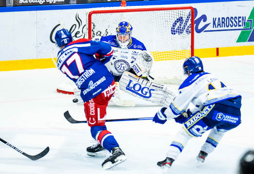 Oskarshamns Jonas Engström och Leksands målvakt Kasimir