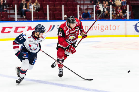 Linköpings Henrik Törnqvist och Malmö Redhawks Carl