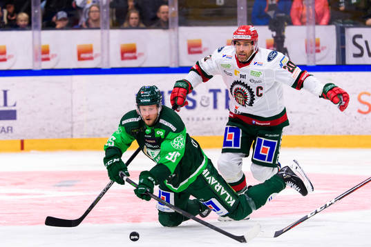 Färjestads Jacob de la Rose och Frölundas Joel Lundqvist
