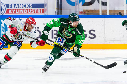Frölundas Joel Lundqvist och Färjestads Linus Johansson