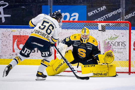 s Fredrik Forsberg och Södertäljes målvakt Fredrik