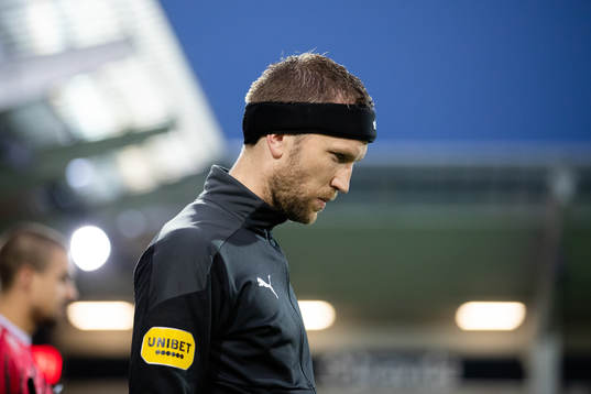 Häckens Rasmus Lindgren innan fotbollsmatchen i