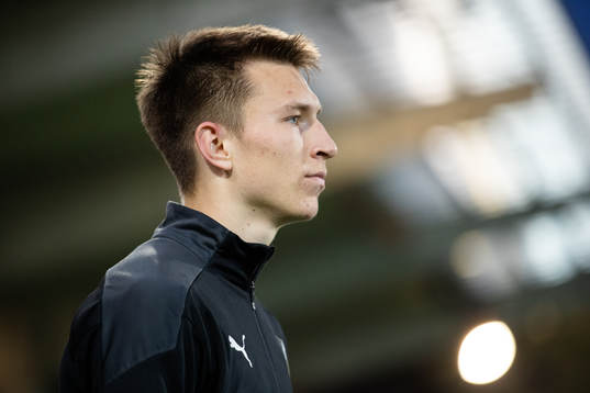 Häckens Kristoffer Lund Hansen innan fotbollsmatchen i