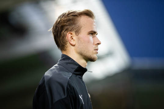 Häckens Jasse Tuominen innan fotbollsmatchen i Allsvenskan