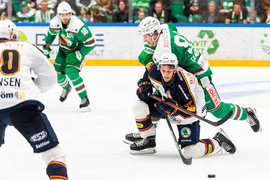 Djurgårdens Ludvig Hedström och Rögles Adam Tambellini